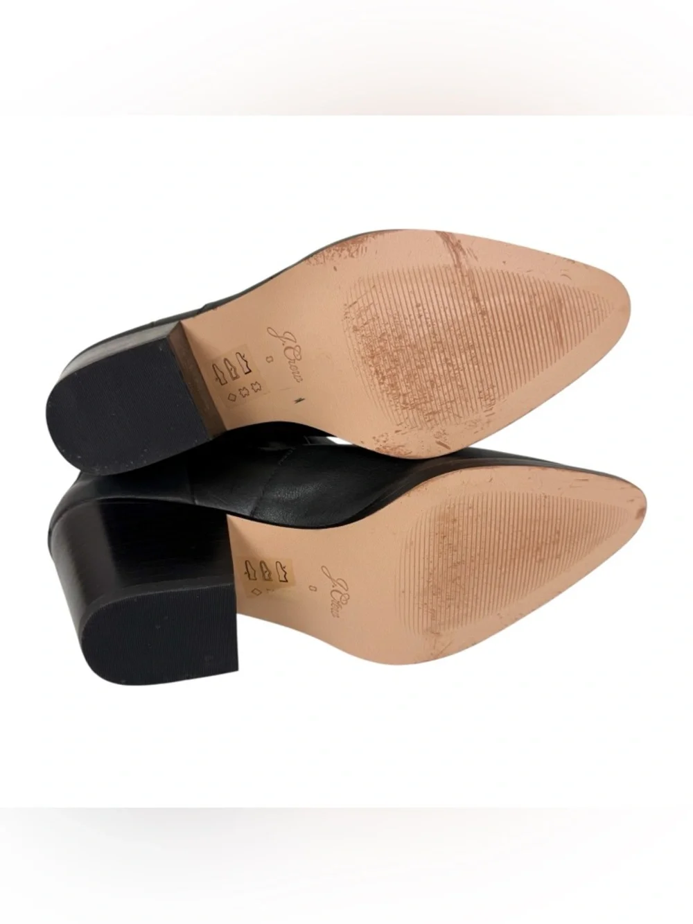 J. Crew Black Leather Point‎ Toe Heeled Chelsea Western Ankle Boots Size 8